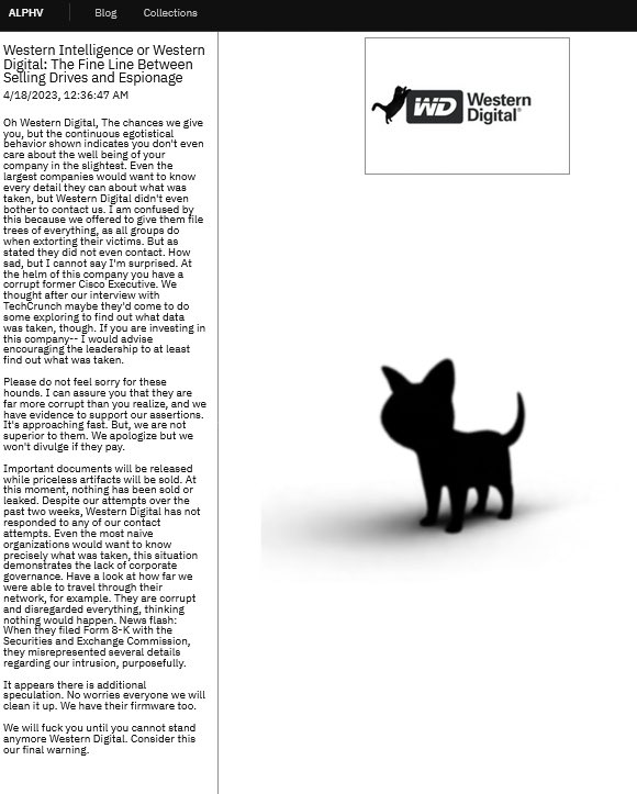 Western Digital ALPHV notice